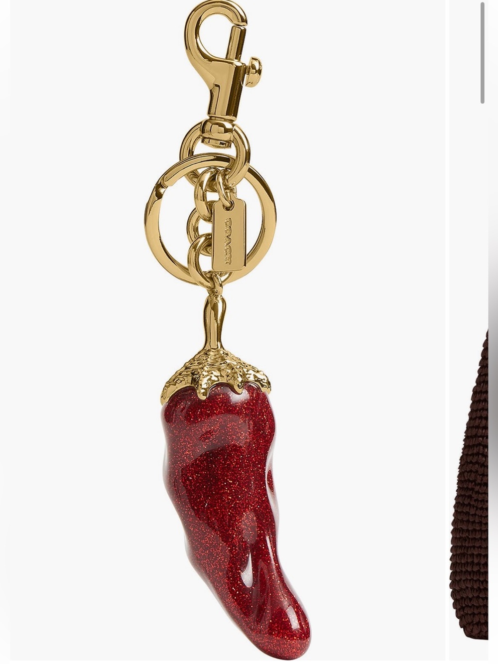 NWT Coach chile keychain red glitter pepper spicy